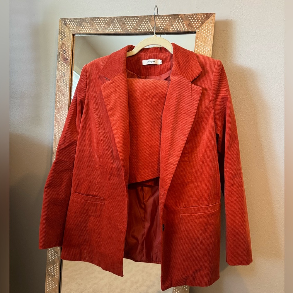 Vintage Orange Corduroy Suit Set
